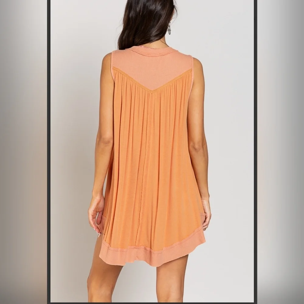 POL Women’s Tank Top, Coral with Fringe Detail. Multiple.Sizes - Picture 3 of 3